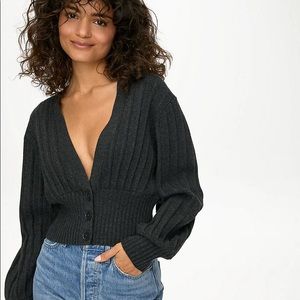 aritzia wilfred plunge cardigan gray XS